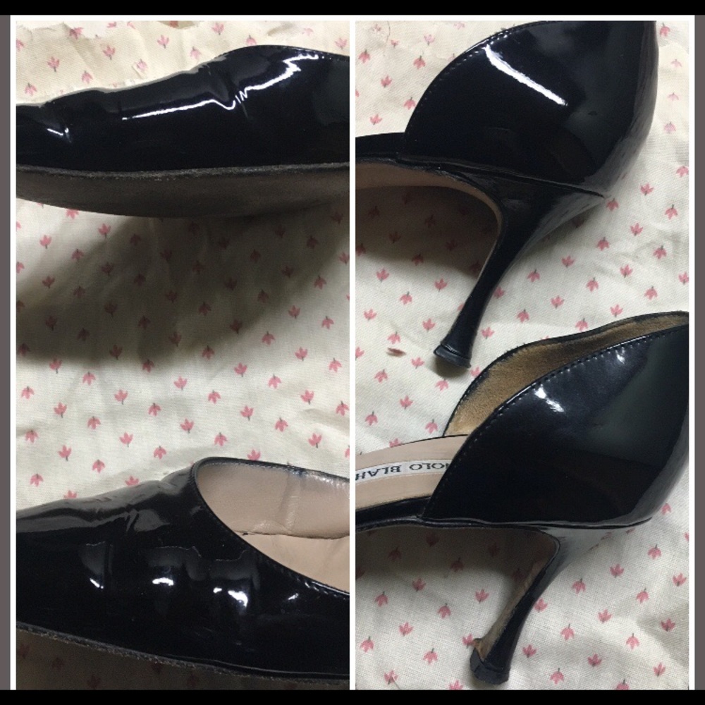Manolo Blahnik Black Patent Leather Pumps - Picture 3 of 8